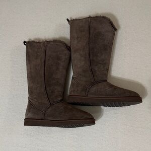 LAM Women's Dark Brown faux fur mid calf boots